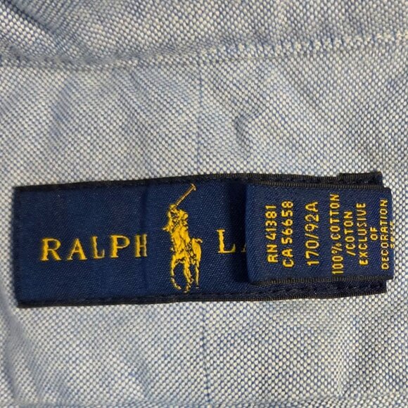 Ralph Lauren Mens Lt Blue St-Sleeve Button-Up Shirt American Flag Embroidery Sm - Picture 6 of 7